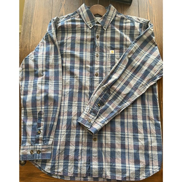Mens L - CARHARTT Relaxed Fit Men’s Plaid Long Sleeve Shirt XL Button Down - Picture 3 of 7